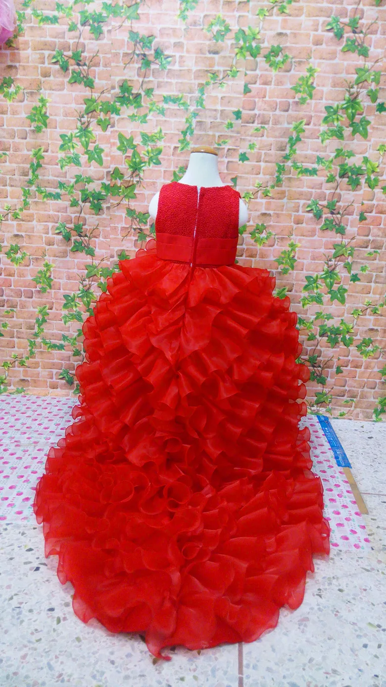 Свадебное платье со шлейфом для девочки с букетом высококачественное платье-пачка русалки для девочек длинное платье принцессы с треугольным декольте и большим бантом размеры 3–10Т