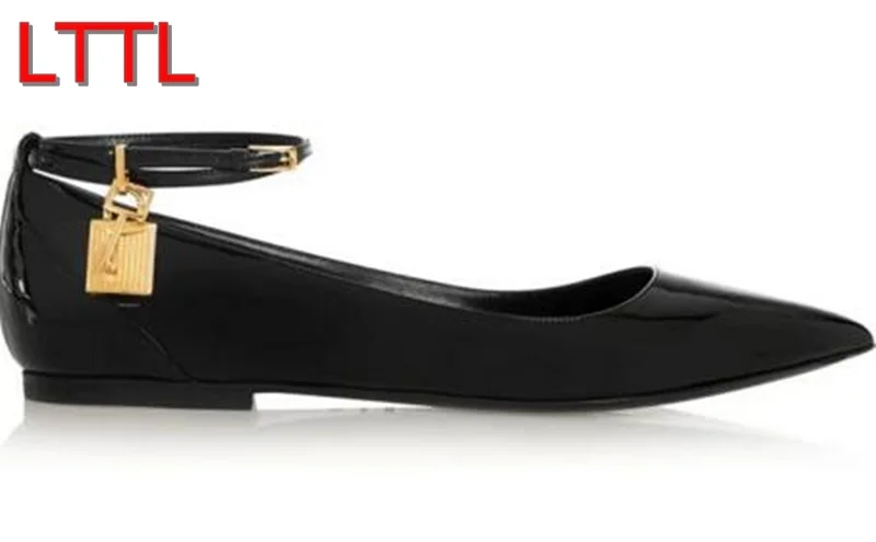 black flats with gold toe