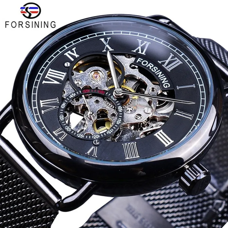 

Forsining Man's Retro Hollow Mesh Waterproof Manual Machinery Watch