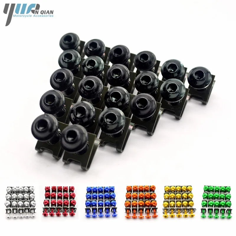 20 PCS Motorcycle Fairing Bolts M6 6mm Fairing Bolts Spire Speed Fastener Clips Screw Spring Nuts For Honda Yamaha Suzuki BMW