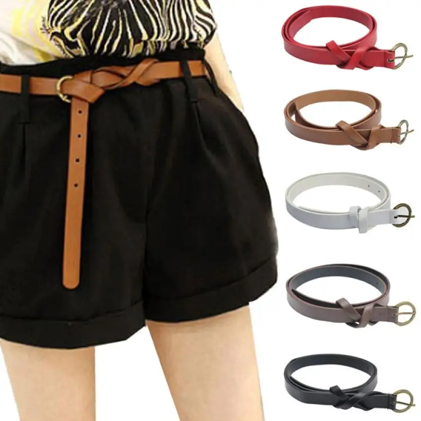 

Fashion Women's Belt Narrow Skinny Low Waist Thin Leather Loop Bow Belt corset belt cinto feminino ccinturon mujer