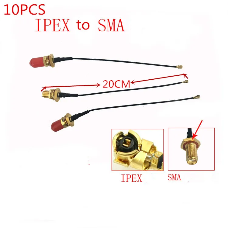 10 PCS IPEX (UFL) transferir SMA antena alimentador/linha adaptador/adaptador cabeça orifício do parafuso exterior 20 IPEX-SMA CM