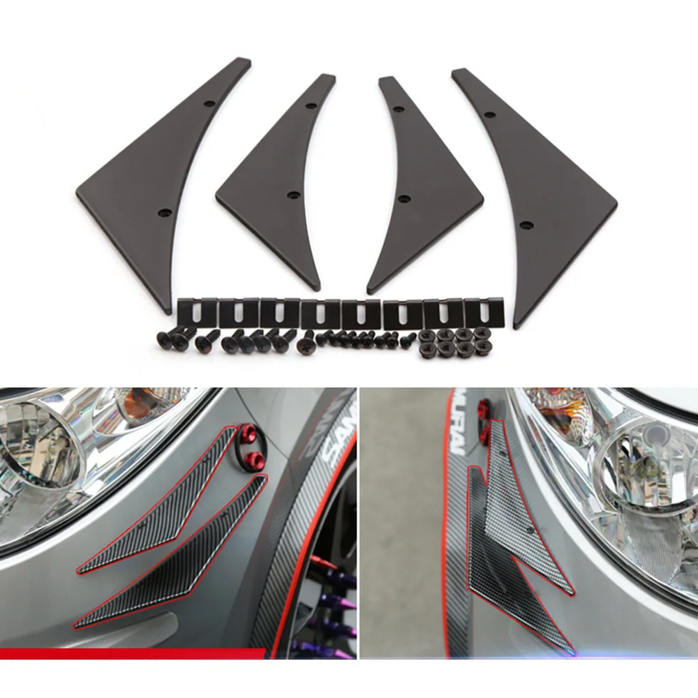 

Free Shipping Fit Front Bumper Lip Splitter Fins Body Spoiler Canards Valence Chin Universal CY815-CN