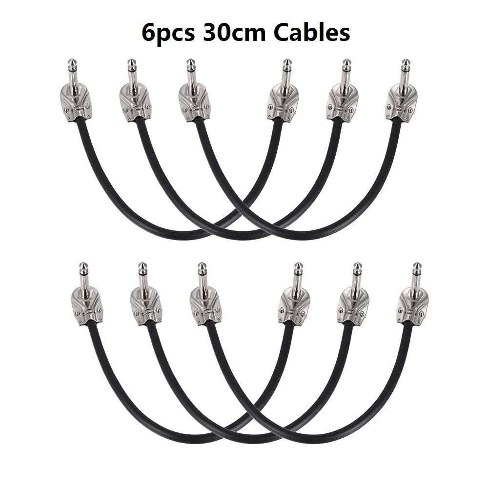 Ammoon 15 см/30 см гитарный кабель гитарная педаль эффектов инструмент патч-кабель 1/" Серебряный Прямоугольный штекер 3-Pack/6-Pack - Цвет: 6psc 30cm