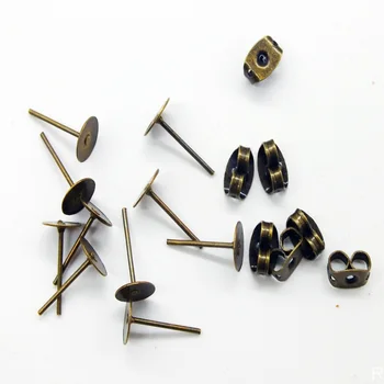 

Wholesales Bulk High quality 1000pcs/lot Antique Bronze Plated Earring Stud With 8mm Flat Base Jewelry Findings