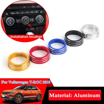 

Car Styling ABS Chrome For Volkswagen T-ROC 2018 Air Conditional Knob Cover Internal Accessories Decorations Cover Car Stickers