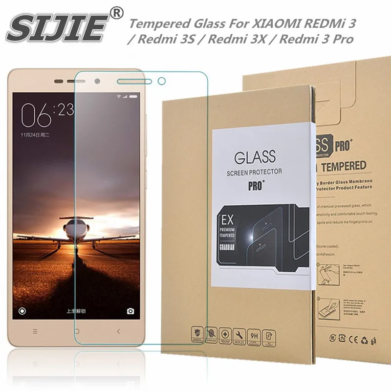

SIJIE Tempered Glass For XIAOMI REDMi 3 / Redmi 3S / Redmi 3X / Redmi 3 Pro 9H Screen Protector with Retail Package Hard BOX