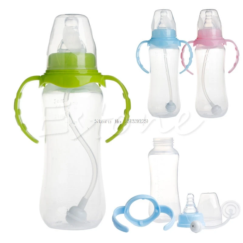 240ML Baby Cup Children Learn Drinking Straw Milk Feeding Nipple Bottle
