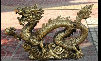 

zhmui8800283938<+20 China Chinese Brass Copper FA Wealth Year Zodiac Fly Dragon Ball Statue