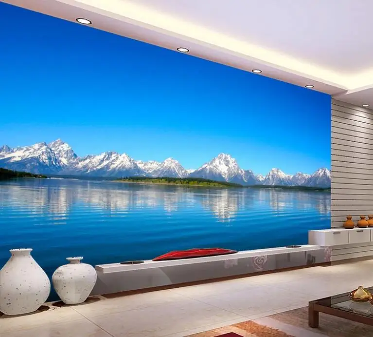 

Modern Simple Lake Snow Mountain Nature 3D Wallpaper Living Room TV Sofa Setting Room Backdrop Wall Mural Fresco Papel De Parede