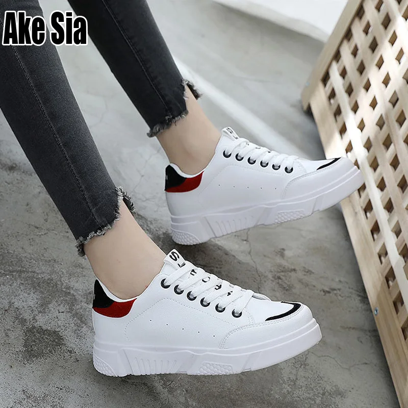 

Ake Sia Korean Fashion Spring Autumn Women Mujer Feminino PU Leather Lace Up Zapatos Thicken Soled Flat Board Casual Shoes A125