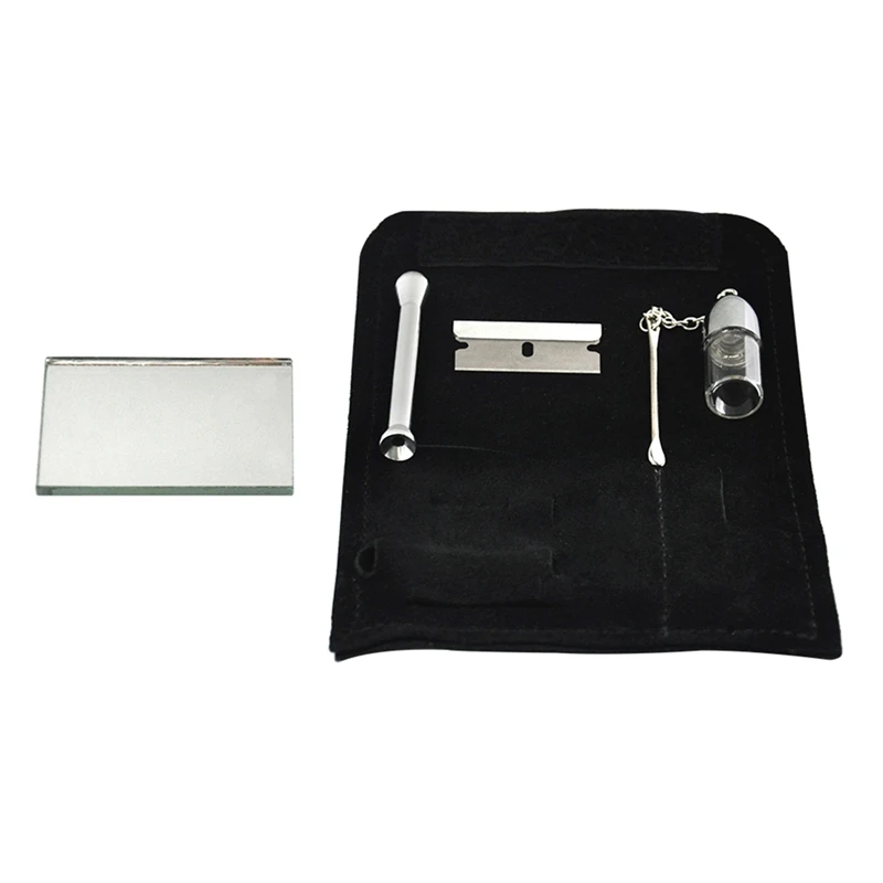 

Tobacco Bag With Tool Kit Accessories Small Size Suede Kit Snuff Kit Sniffer Snorter Tube Powder Dispenser With Mirror