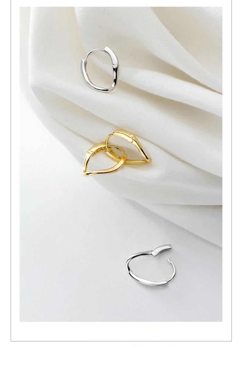 MloveAcc 925 пробы Серебряный, овальной формы серьги-кольца для женщин ювелирные изделия из стерлингового серебра Bijoux подарок