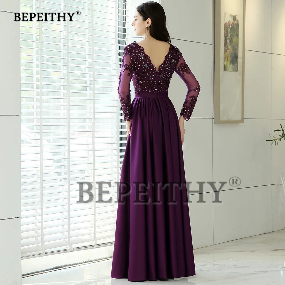 Robe De Soiree длинное вечернее платье с кружевным корсетом элегантное винтажное платье с длинными рукавами для матери невесты с разрезом Новинка