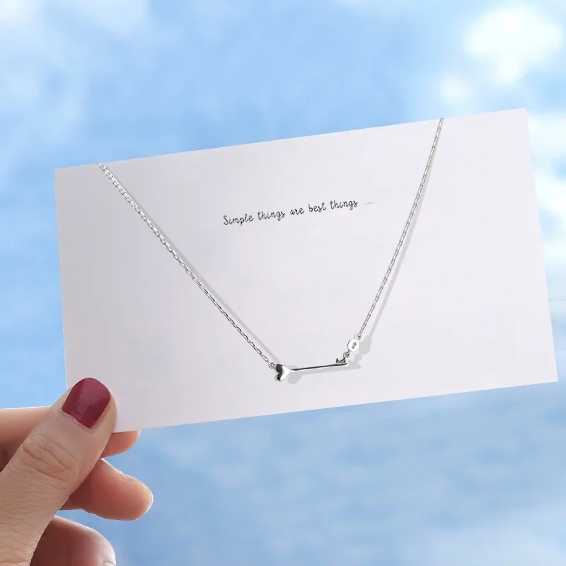 Qevila New arrival Fashion Necklaces Jewelry 925 Sterling Silver Heart Key Pendant Necklaces for Women Lady Chain Necklace Gift (6)