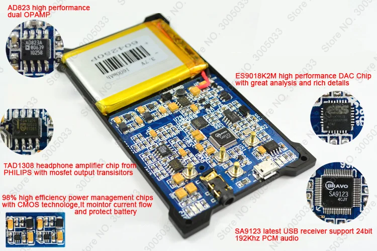 ES9018K2M ES9018 Hi-Fi Батарея USB усилитель наушников DAC SA9123 24bit 192 кГц мини USB ЦАП Звуковая карта для мобильного телефона из поликарбоната