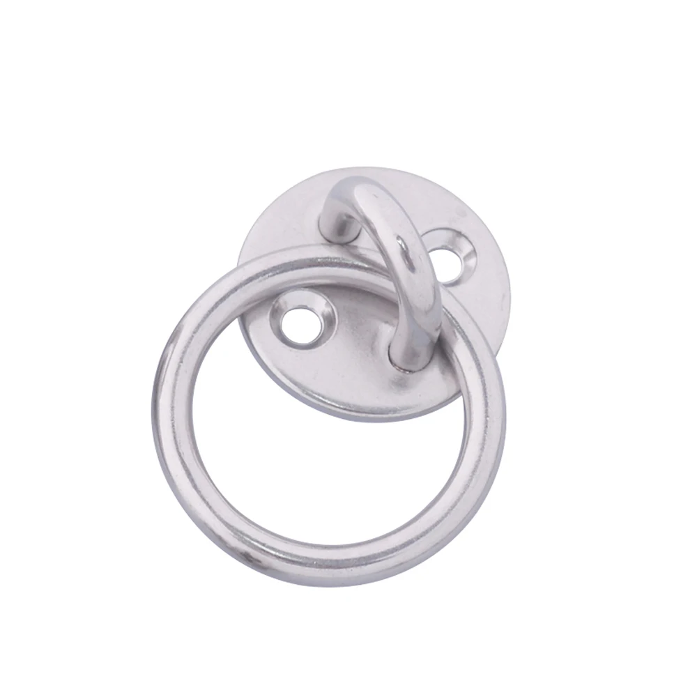 

304 Stainless Steel M8 Round Sail Shade Pad Eye Plate U-shaped Hook Ring Welded with Screws