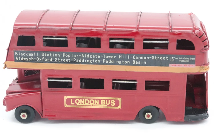 6.8"Vintage Double Decker Retro UK England London Bus Figurine Routemaster Model 