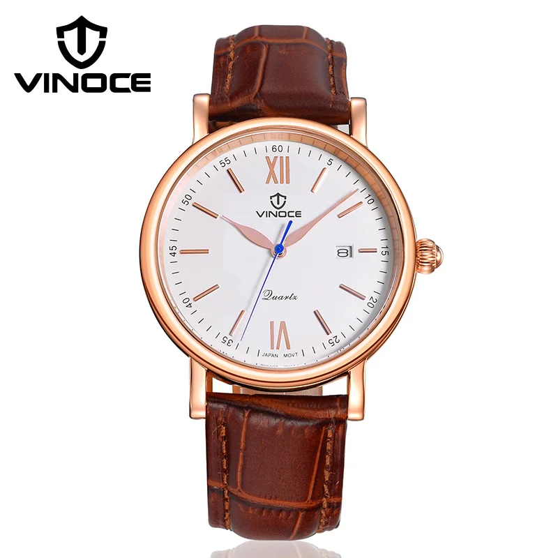 

Men Watch Top Luxury Brand VINOCE Fashion Clock Genuine Leather Waterproof Multifunction Quartz Wristwatches Relogio Masculino