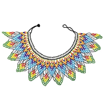 

African Ethnic Handmade Resin Bead Bib Egyptian Boho Necklace Collar Women Dress Statement Choker Accessories Halloween Jewelry