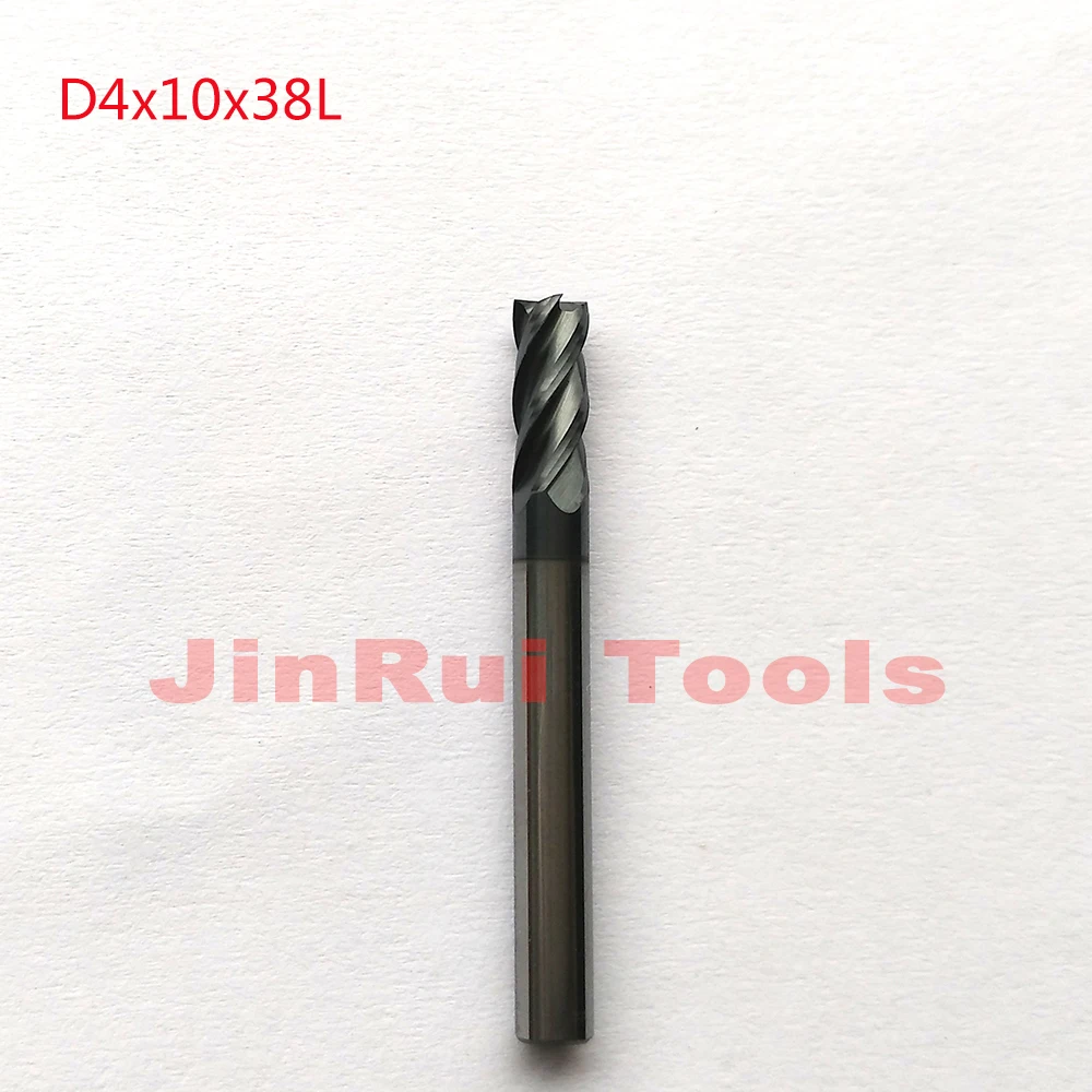 10pcs/lot D4*10*38L HRC45 4 Flutes Flat endmill Solide Carbide End