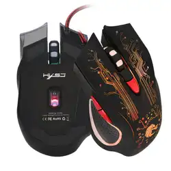 5500 точек/дюйм Регулируемая игры Мышь 6-ключ Firebird Lightning трещины Glow Gaming Мышь компьютерной периферии
