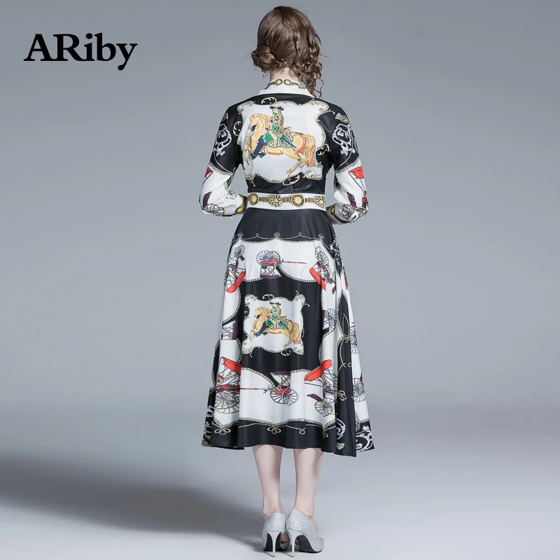 A-line Dress Slimming Black Dress 2019 Summer New Fashion High Street Printed Temperament Single-breasted V-Neck Mid-Calf Dress A-line Dress Slimming Black Dress 2019 Summer New Fashion High Street Printed Temperament Single-breasted V-Neck Mid-Calf Dress