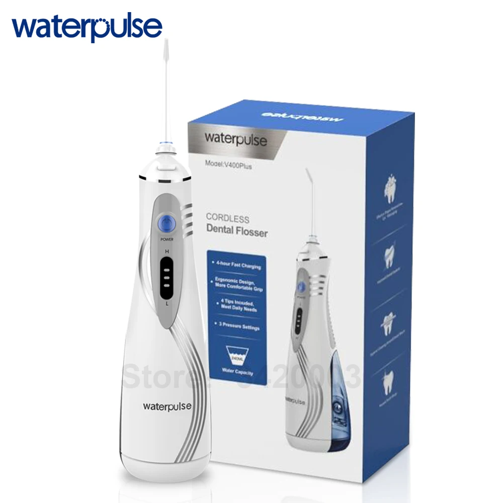 

Waterpulse V400P Oral Irrigator Portable Dental Flosser With 4pcs Jet Tips Electronic Water Flosser Irrigator Dental Care Teeth