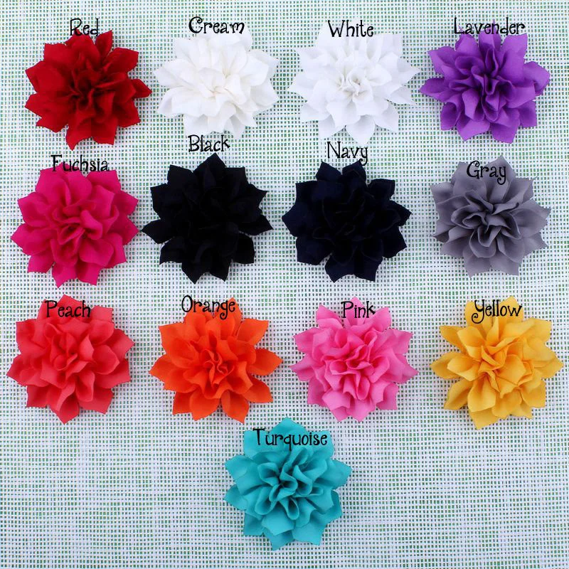 

20pcs/Lot 9cm Double Layers Lotus Leaf Fabric Flower Baby Girl Handmade Hair Band Accessory DIY Garment Dress Shoes Decorations
