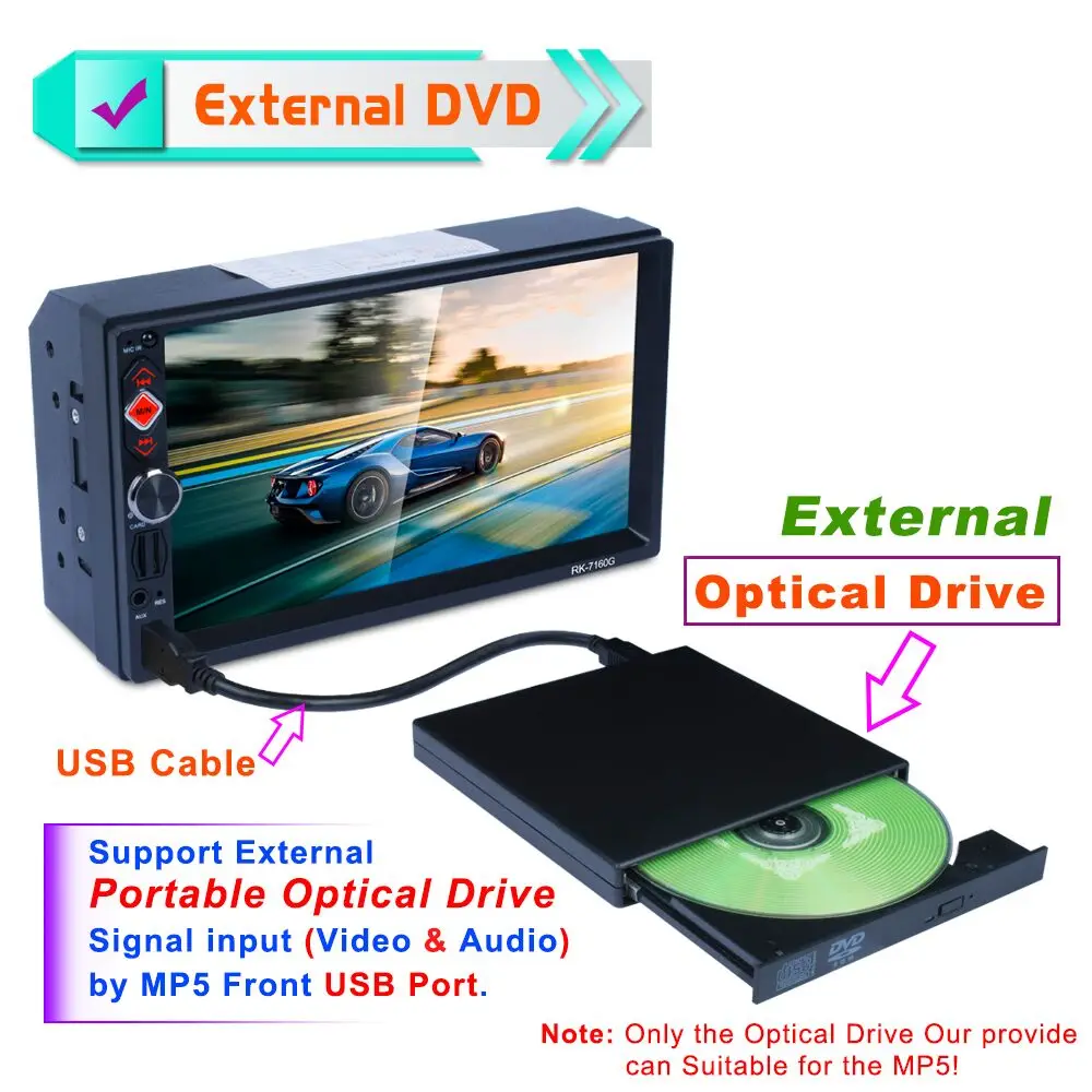 Популярный автомобильный DVD плеер 2 Din с GPS HD Поддержка заднего вида Bluetooth USB SD CD