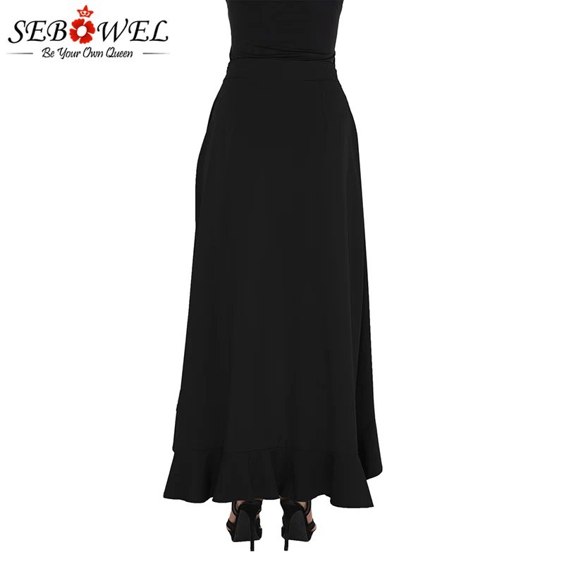 Black-Chiffon-Tie-Waist-Ruffle-Palazzo-Pants-LC77034-2-2 