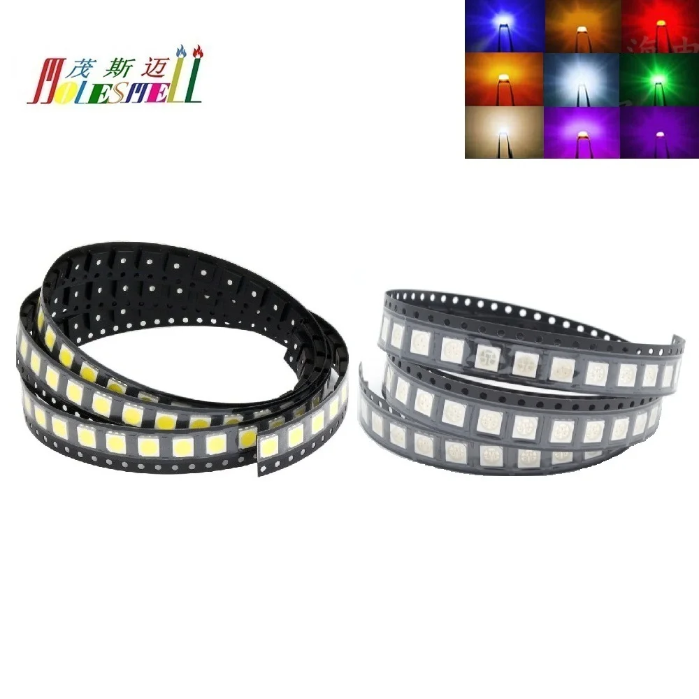100 шт. Многоцветный 5050 SMD SMT led красный желтый синий зеленый белый оранжевый