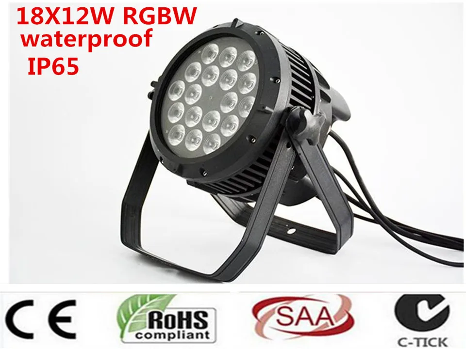 Супер IP65 Водонепроницаемый led par свет 18x12 Вт RGBW 4 в 1 LED DMX512 контроль