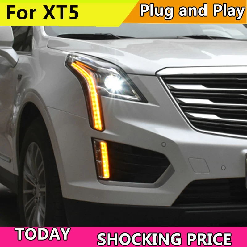 

Car Style LED Head Lamp for Cadillac XT5 led headlight 2016-2018 for XT5 drl H7 hid Bi-Xenon Lens angel eye low beam