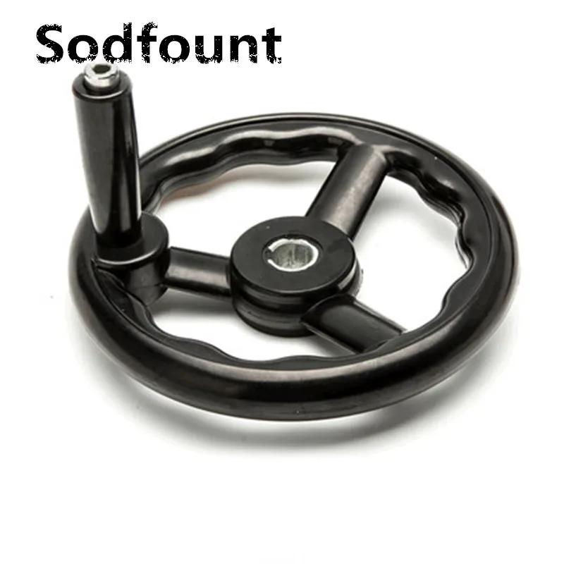 1pcs Black Milling Machine Lathe CNC 3D Printer Spoked Hand Wheel Wavy Round bakelite three handwheel 100/125/160/200/250mm | Инструменты