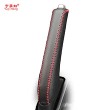 Yuji-Hong чехол для ручного тормоза автомобиля из натуральной кожи для HONDA FIT, ручки ручного тормоза автомобиля, авто покрытие, черная/Красная Нить