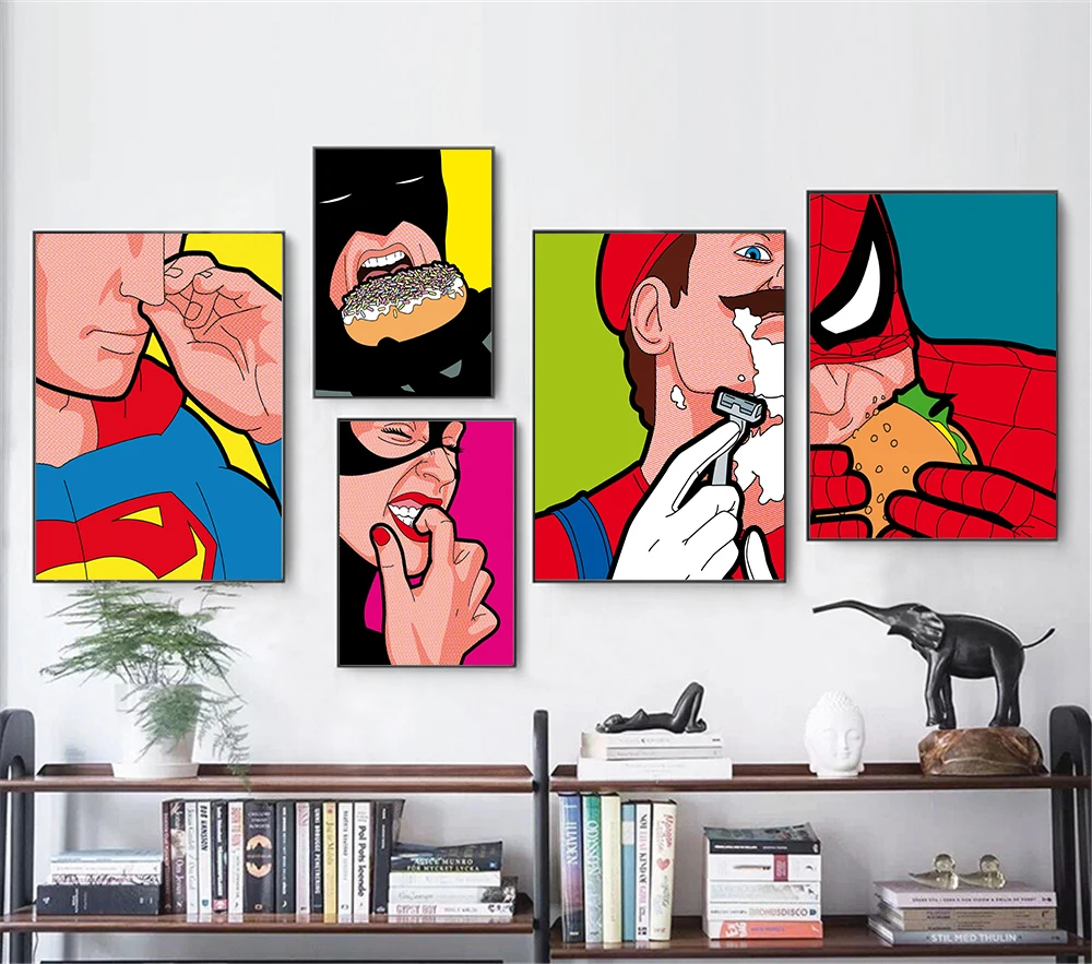 

pop art secret lives super heros greg guillemin superhero private life modern minimalist canvas painting bedroom decoration art