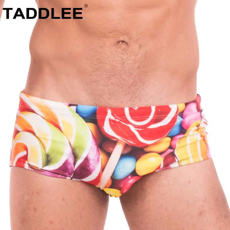 

Taddlee Brand Men's Swimwear Sexy Low Waist Swim Boxer Brief Surf Board Shorts Trunks Gay Men Swimsuits Traditional 3D Printed