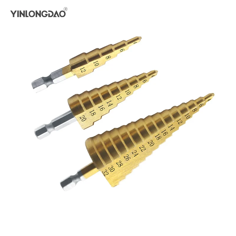 

4-12/ 20/32mm HSS Step Cone Drill Bit Hole Cutter Dint Tool Hex Shank Step Drills Bit tool set hex shank Coated Metal Drill Bit