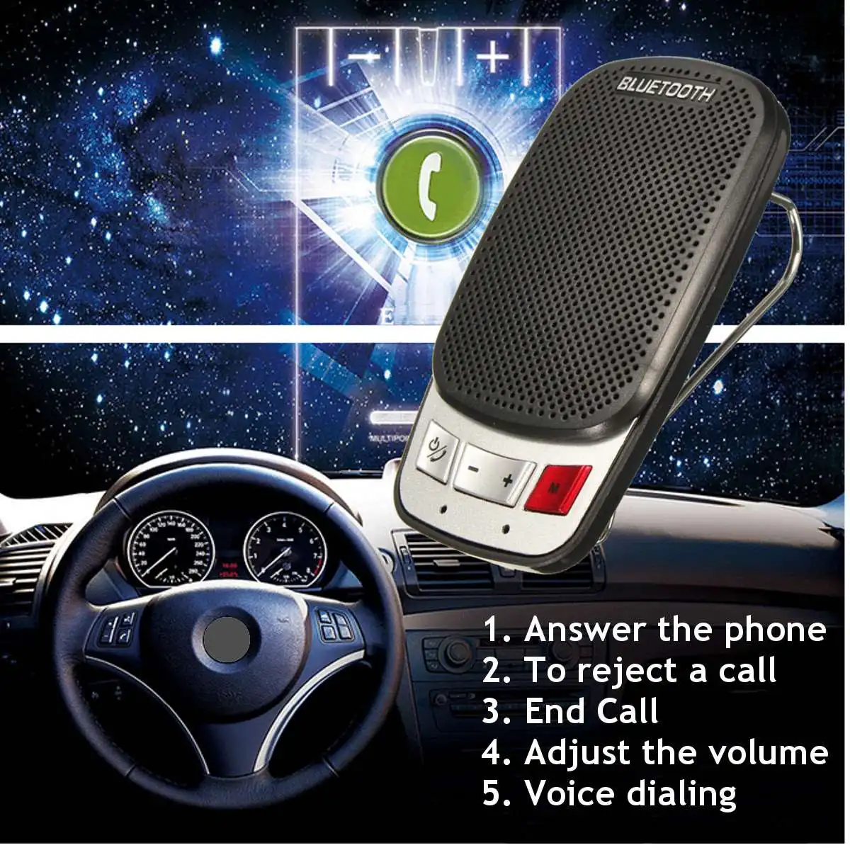 

Universal Portable Multipoint Slim Wireless bluetooth 3.0 Handsfree Car Kit Speaker Phone Sun Visor Clip Black