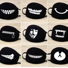 Новая мода унисекс мультфильм шаблон черный хлопок маска для лица милый 3D принт Половина лица рот муфельные маски Открытый Велоспорт маска