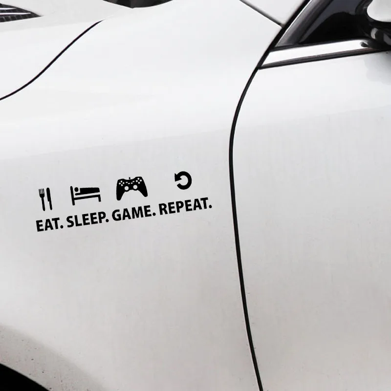 YJZT Car Sticker Eat Sleep Game Repeat Gamer Vinyl Decal C22-0284 16.6CM*4.2CM image 5