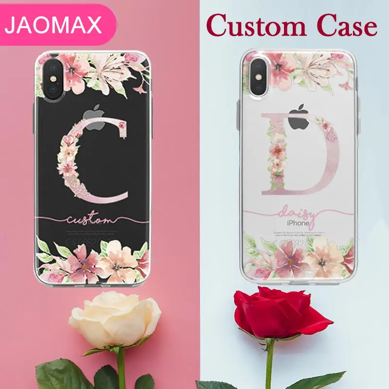 

Jaomax Personalized Name Flower Design Custom Cases For iPhone XR XS MAX 7 5 6 6s 8 Plus X Customized Silicone Print Phone Case