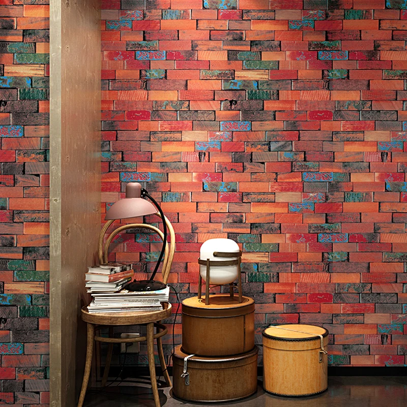 

Vintage Wood Grain Brick Wall Wallpaper Roll Chinese Style Hotel Restaurant Hotel Clothing Store Wooden Board PVC Wall Paper 3D