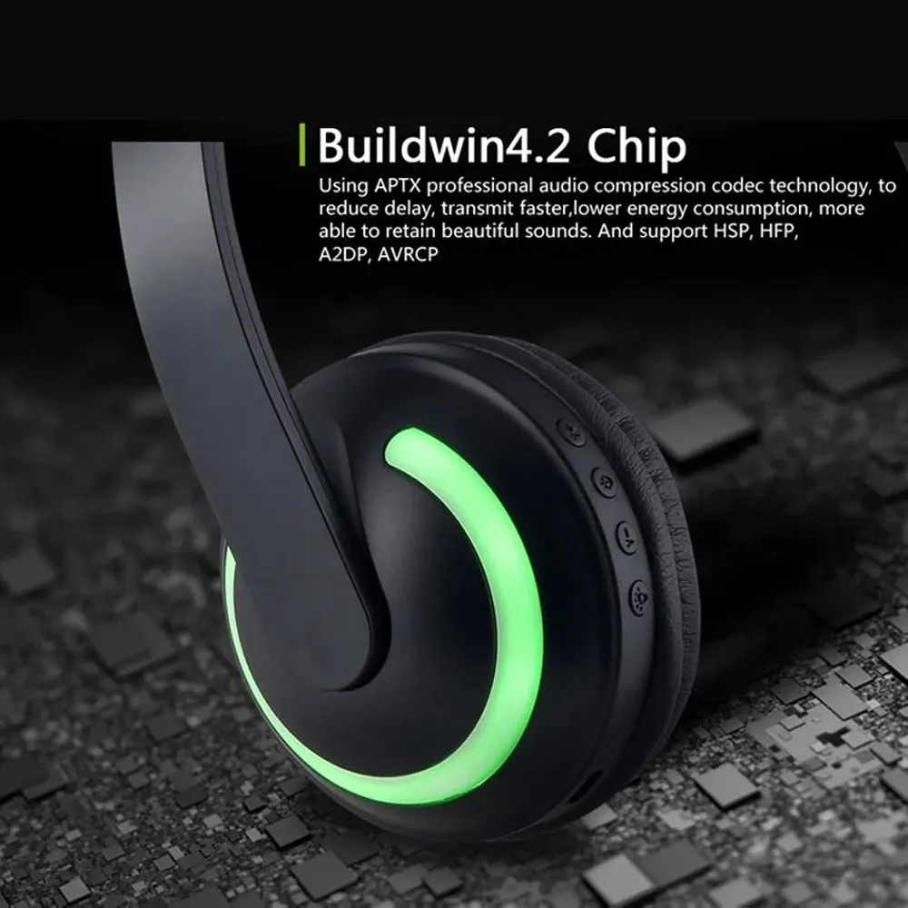 Беспроводная игровая стереогарнитура Holyhah с bluetooth наушники 7 цветов светодиодный