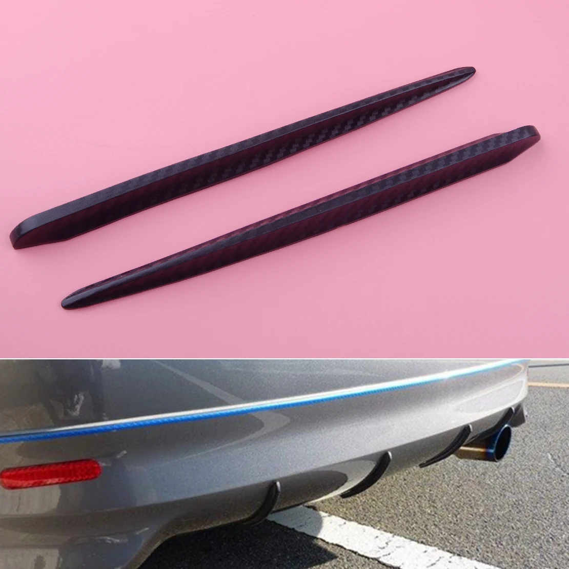 2Pcs Universal Car Carbon Fiber Look Side Sticker Strip Bumper Scratch Guards
