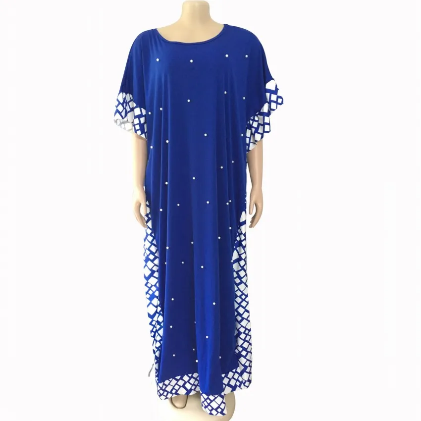 

African Dresses For Women New African Beading Design Bazin Short Sleeve Dashiki Dress For Lady Long Maxi Dress Africa Clothing