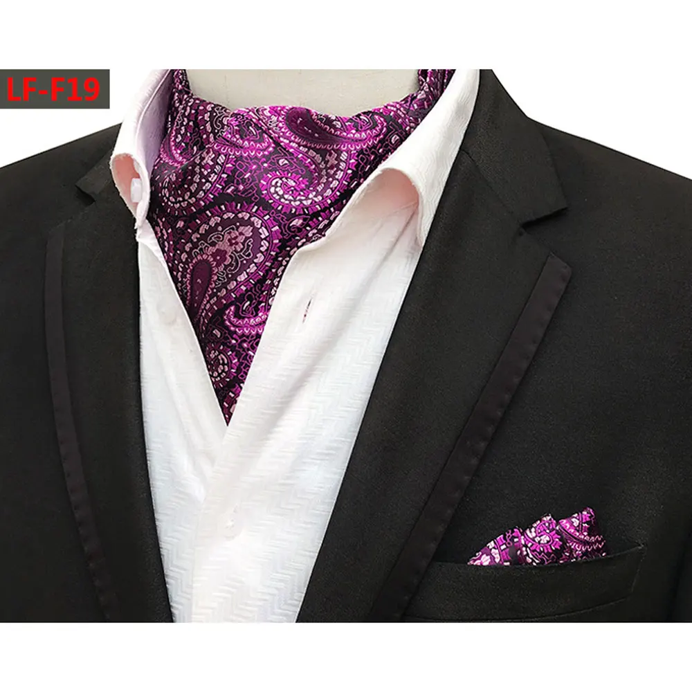 Мужской яркий цвет Пейсли Цветочный аскотский галстук Карманный квадратный платок Набор HZTIE0330 - Цвет: F19