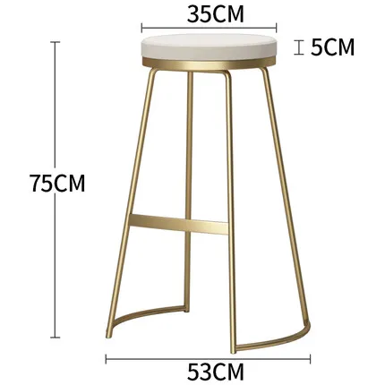 Совершенно скандинавский барный стул 45 см/65 см/75 см барный стул креативный кофейный стул золотой высокий стул простой обеденной стул из кованого железа - Цвет: 75cm white cushion