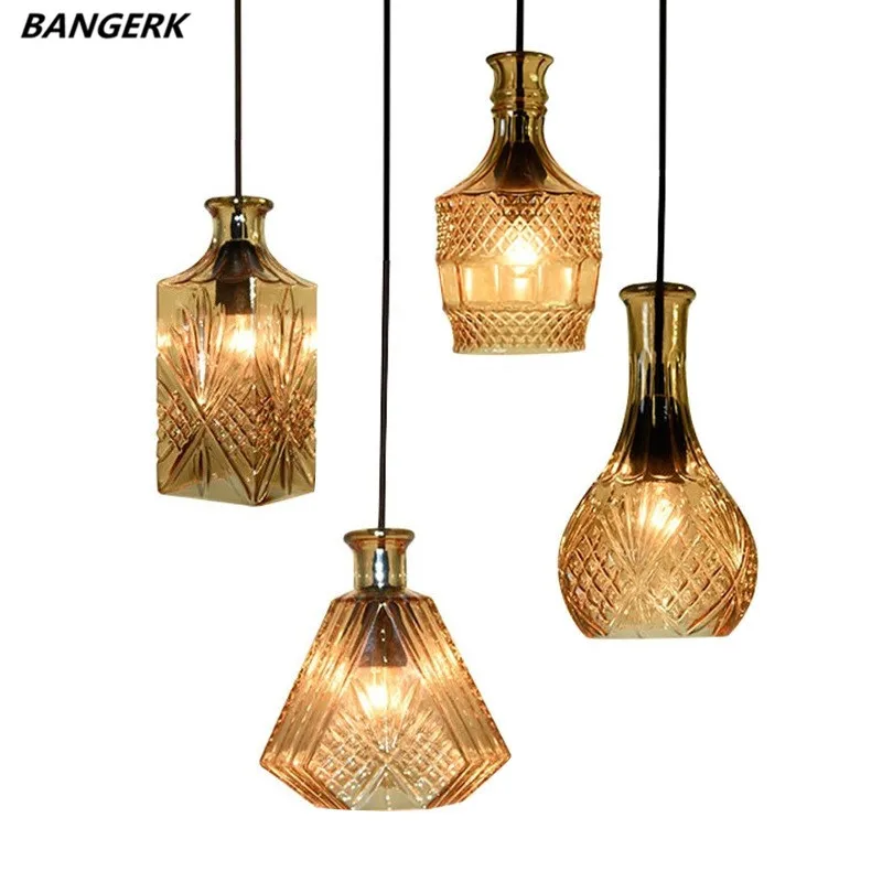 Industrial Loft LED Pendant Light Glass Wine Bottle Hanging Lamp Lighting For Restaurant Bar Home Deco Luminaire Lampa | Лампы и